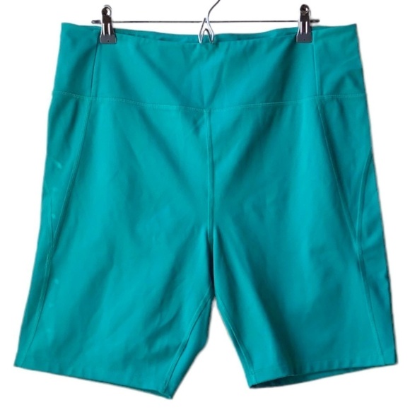 Girlfriend Collective High Rise 8” Inseam Biker Shorts in Aqua Green Sz 4xL - Picture 5 of 14